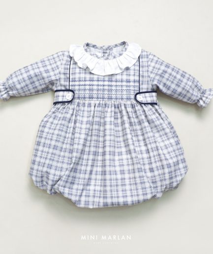 Asher Grey Plaid Baby Girl Romper (0-2y)